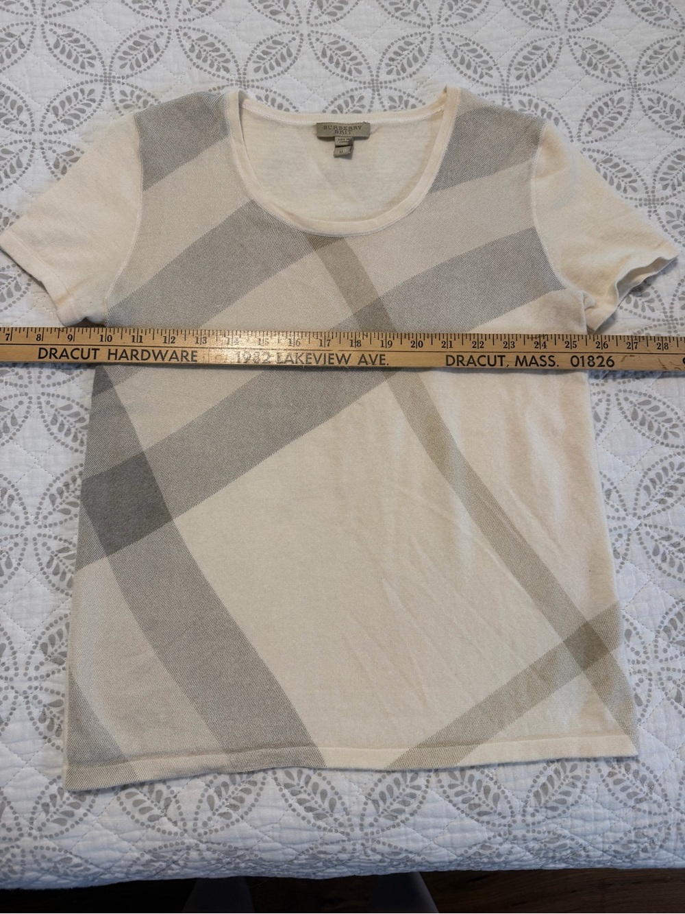 Burberry Brit Cream and Light Gray Plaid Tee